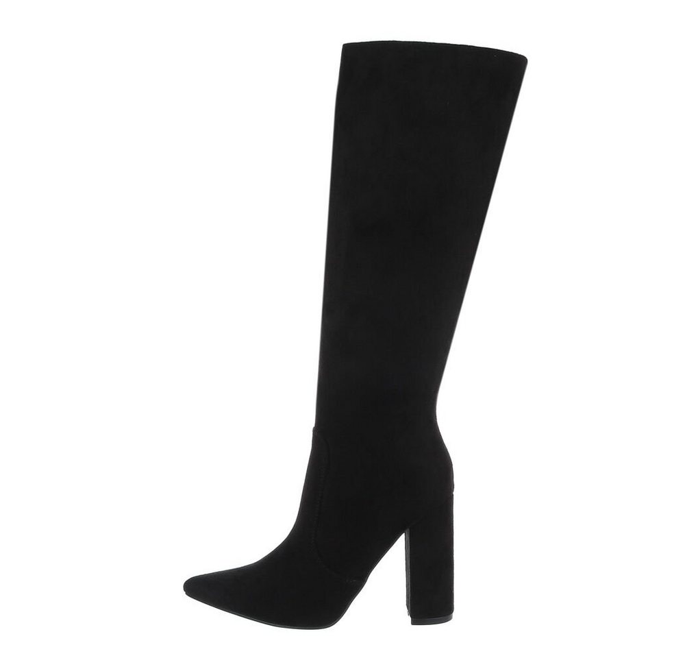 Ital-Design Damen Elegant High-Heel-Stiefel Blockabsatz High-Heel Stiefel in Schwarz