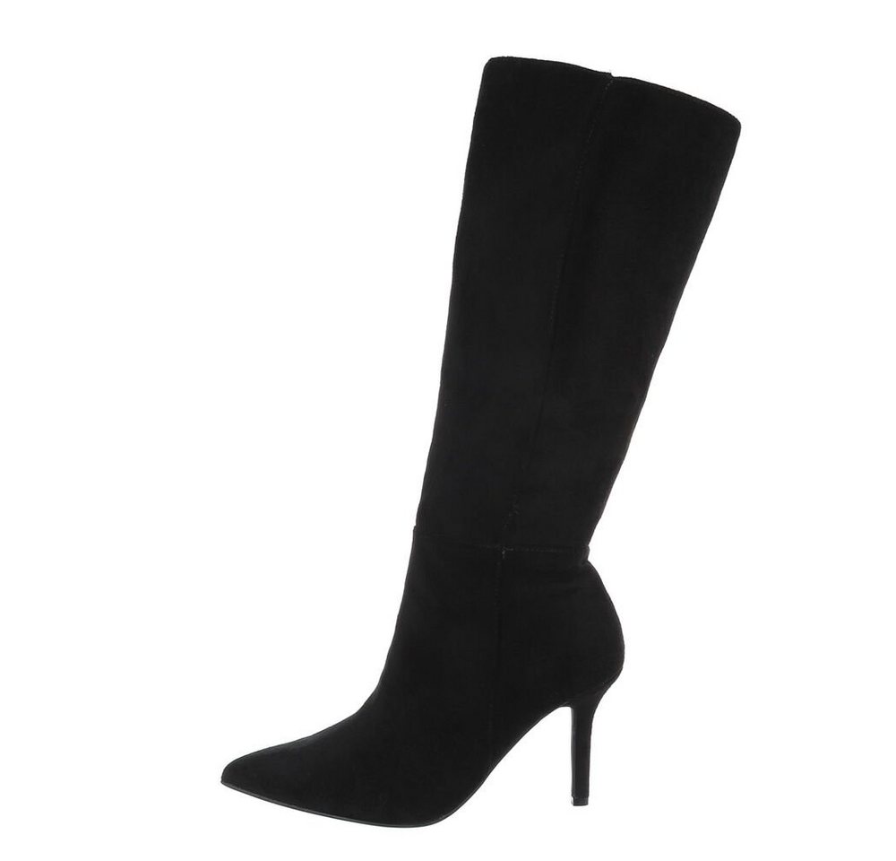 Ital-Design Damen Elegant High-Heel-Stiefel Pfennig-/Stilettoabsatz High-Heel Stiefel in Schwarz (schwarz)