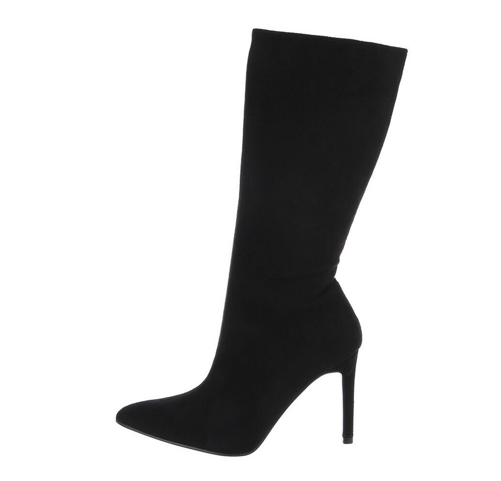 Ital-Design Damen Elegant High-Heel-Stiefel Pfennig-/Stilettoabsatz High-Heel Stiefel in Schwarz (schwarz)