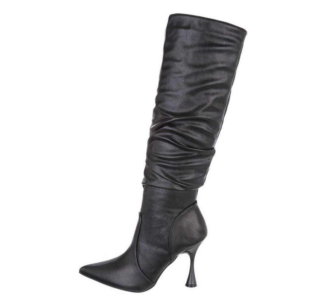 Ital-Design Damen Elegant High-Heel-Stiefel Pfennig-/Stilettoabsatz High-Heel Stiefel in Schwarz
