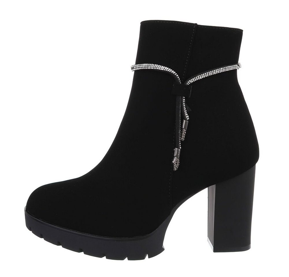 Ital-Design Damen Elegant High-Heel-Stiefelette (84633898) Blockabsatz High-Heel Stiefeletten in Schwarz