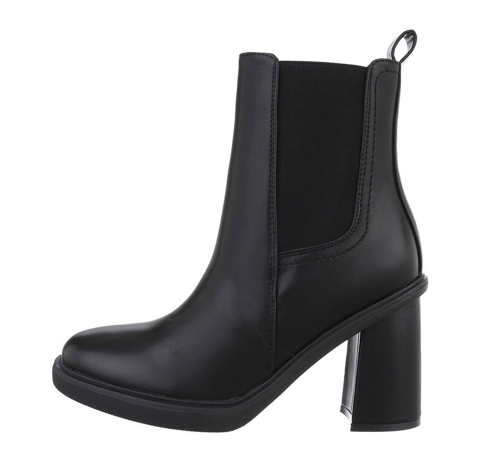 Ital-Design Damen Elegant High-Heel-Stiefelette (84906800) Blockabsatz High-Heel Stiefeletten in Schwarz