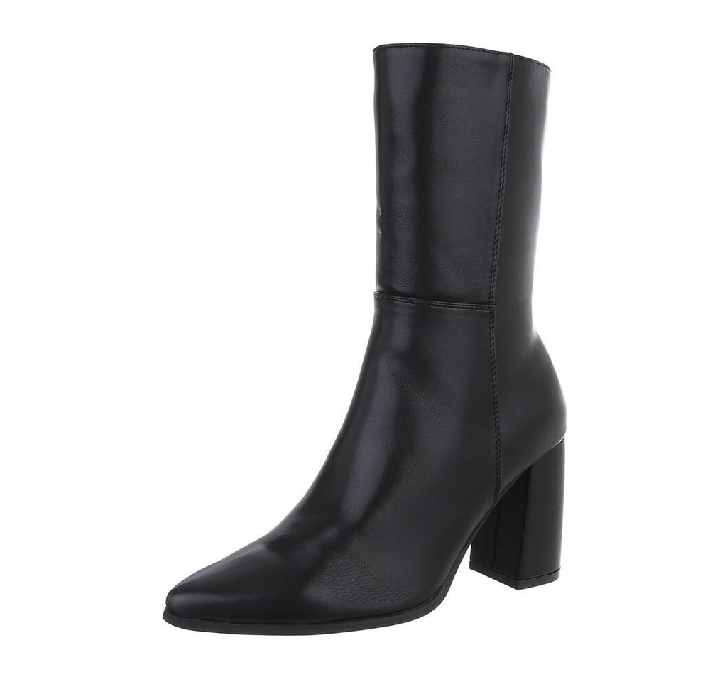 Ital-Design Damen Elegant High-Heel-Stiefelette (87118184) Blockabsatz High-Heel Stiefeletten in Schwarz