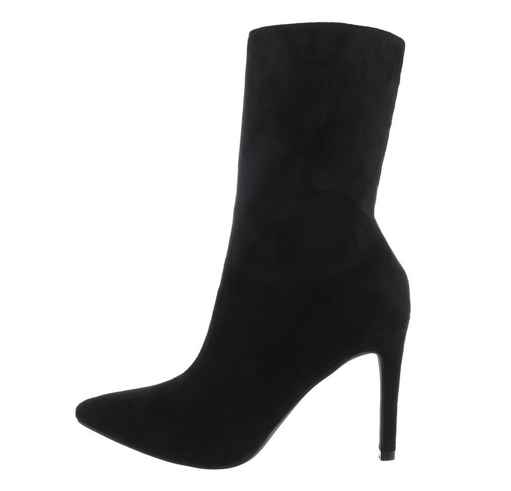 Ital-Design Damen Elegant High-Heel-Stiefelette Pfennig-/Stilettoabsatz High-Heel Stiefeletten in Schwarz