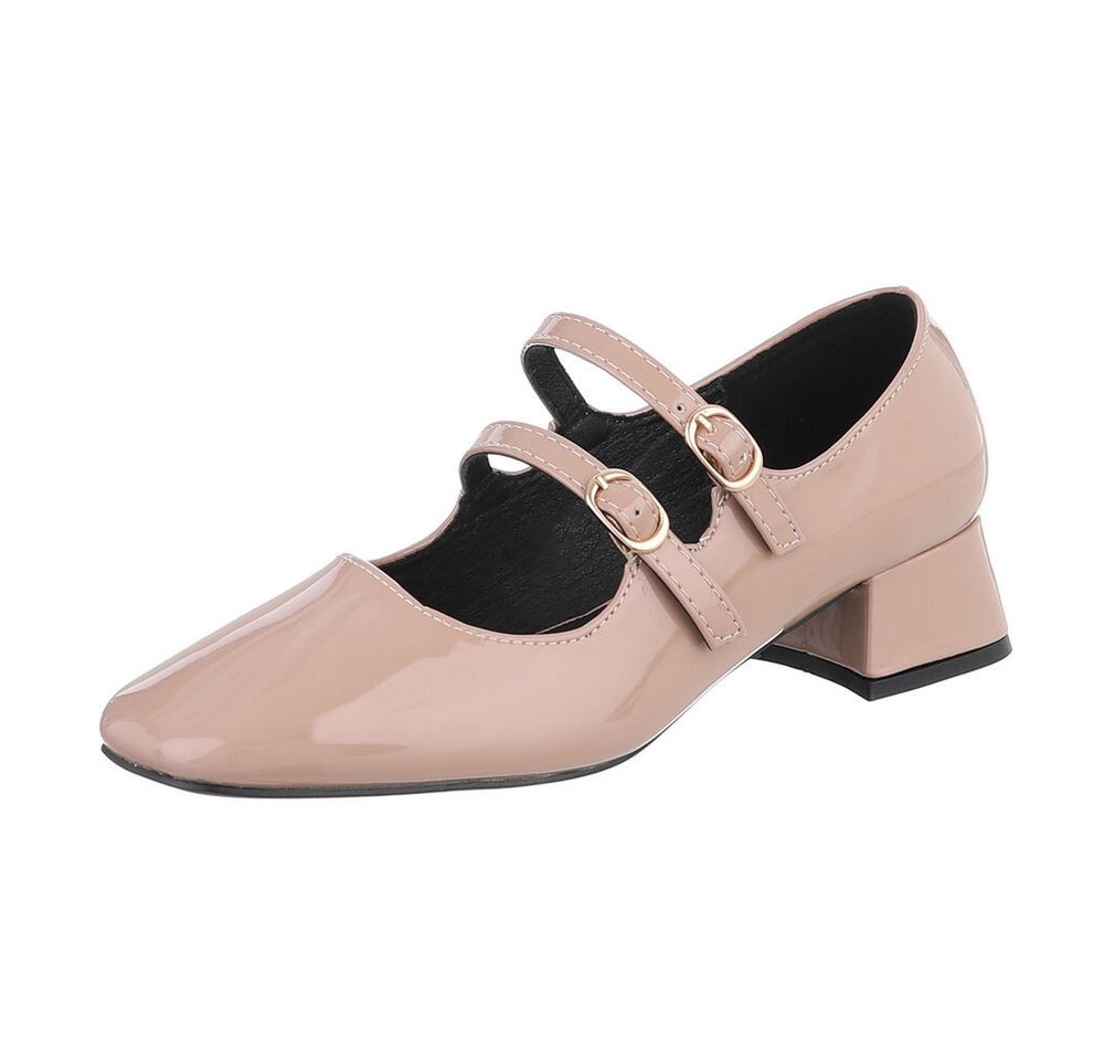 Ital-Design Damen Elegant Schnürpumps (87118252) Blockabsatz Schnür- & Riemchenpumps in Beige