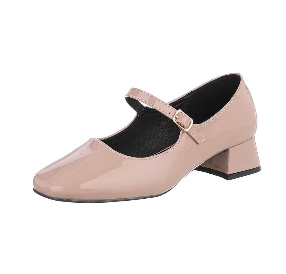 Ital-Design Damen Elegant Schnürpumps (87118265) Blockabsatz Schnür- & Riemchenpumps in Beige