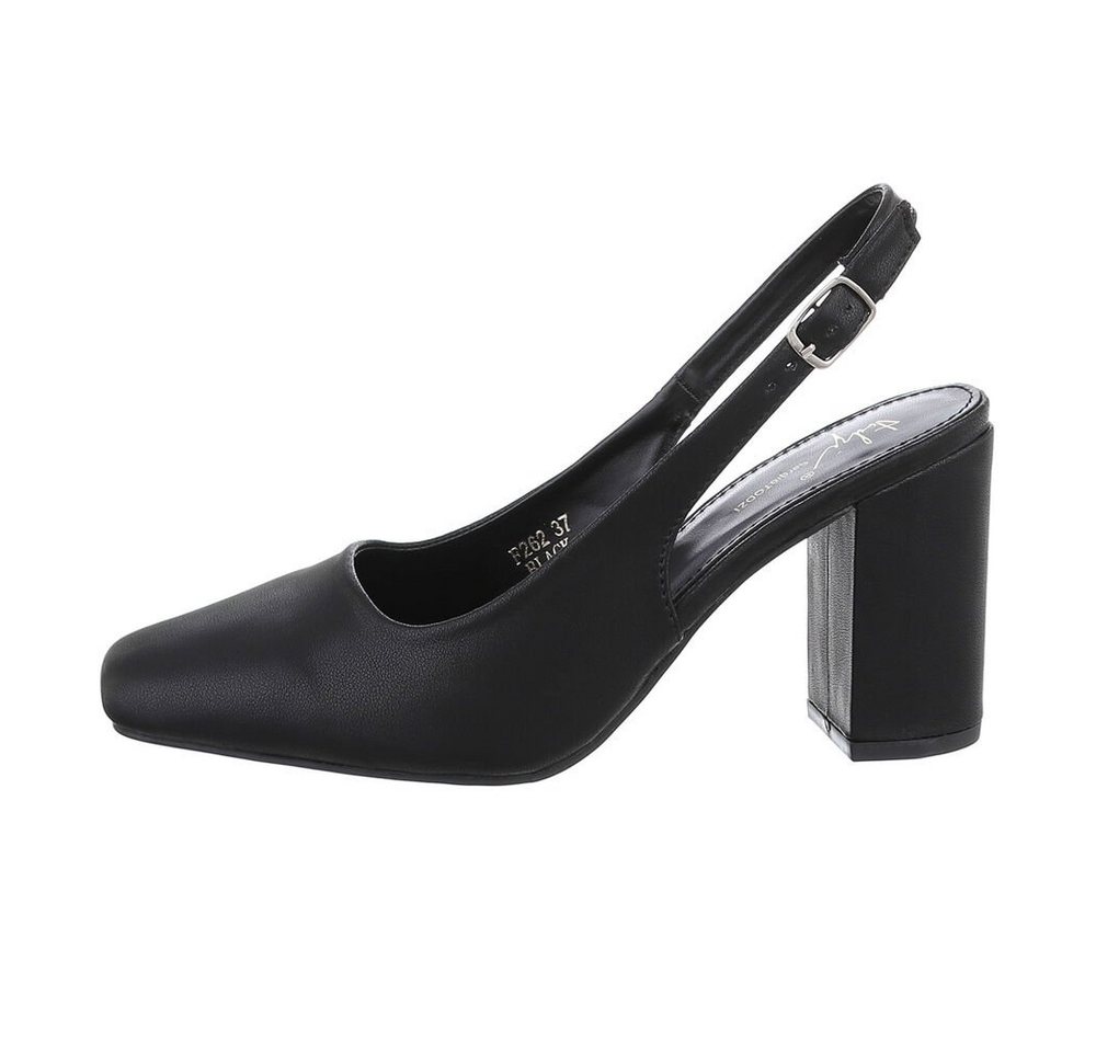 Ital-Design Damen Elegant Schnürpumps Blockabsatz High Heel Pumps in Schwarz