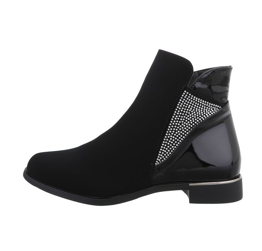 Ital-Design Damen Elegant Stiefelette (84633741) Blockabsatz Flache Stiefeletten in Schwarz