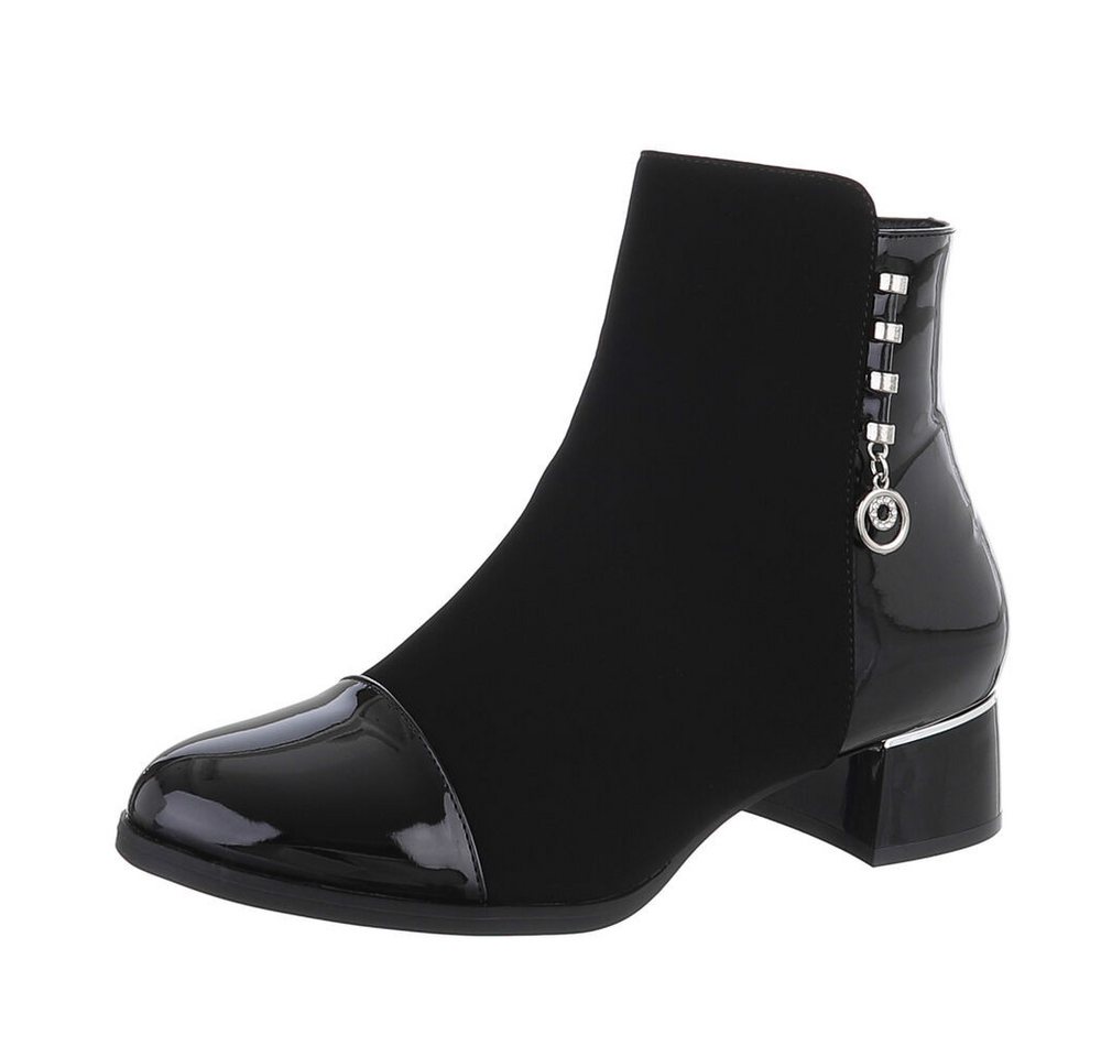 Ital-Design Damen Elegant Stiefelette (87108590) Blockabsatz Flache Stiefeletten in Schwarz