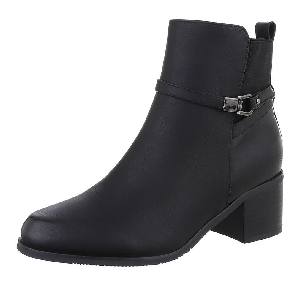 Ital-Design Damen Elegant Stiefelette (87650093) Blockabsatz Stiefeletten in Schwarz