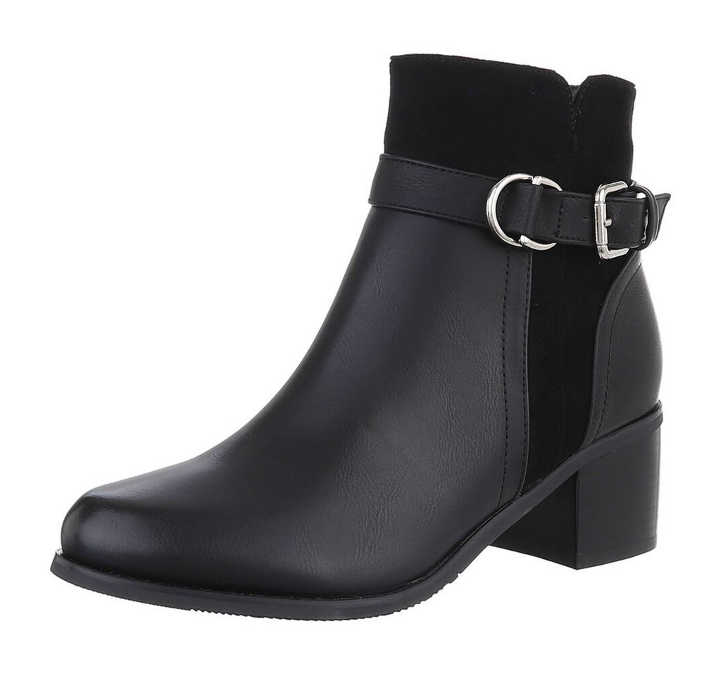 Ital-Design Damen Elegant Stiefelette (88489323) Blockabsatz Stiefeletten in Schwarz