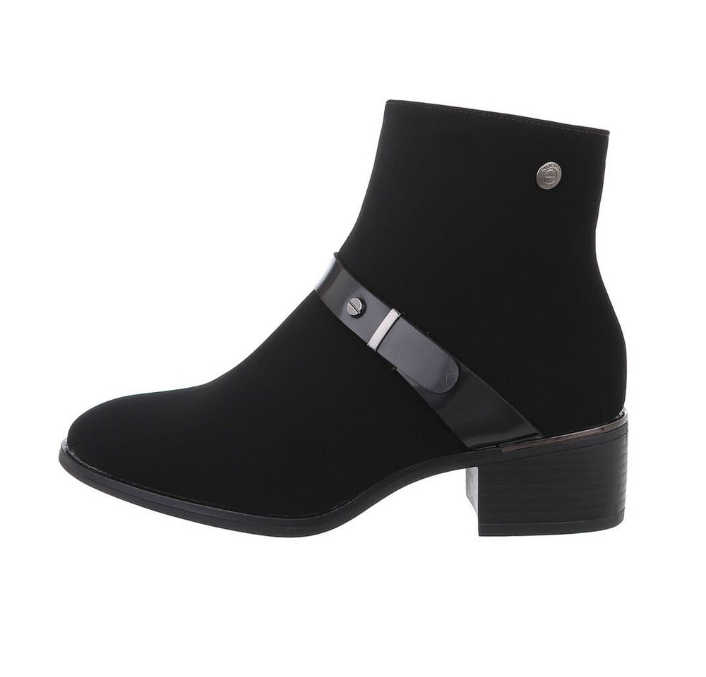 Ital-Design Damen Elegant Stiefelette Blockabsatz Klassische Stiefeletten in Schwarz