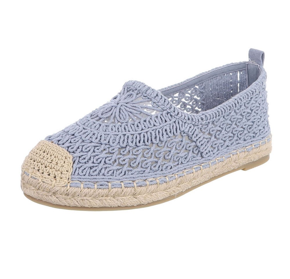 Ital-Design Damen Espadrille Slipper mit Flechtdetail Slipper (91971216) Blockabsatz Mokassins in Hellblau