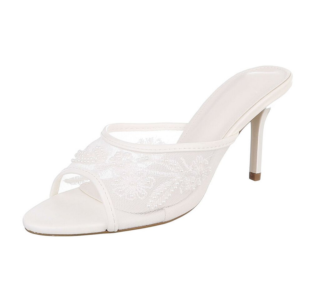 Ital-Design Damen Festliche Mule High Heel mit Spitzform für Anlässe Pantolette (91895507) Pfennig-/Stilettoabsatz Sandalen & Sandaletten in Weiß