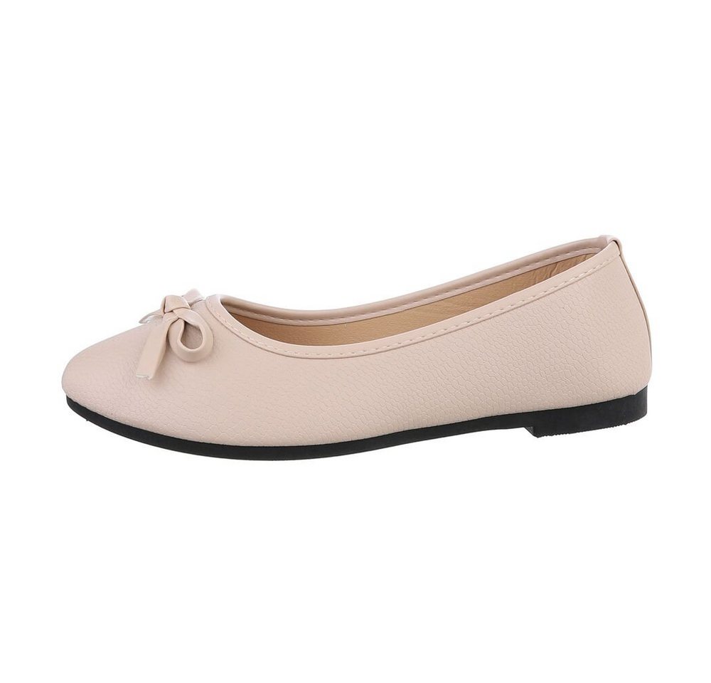 Ital-Design Damen Freizeit Ballerina (85894040) Blockabsatz Klassische Ballerinas in Beige