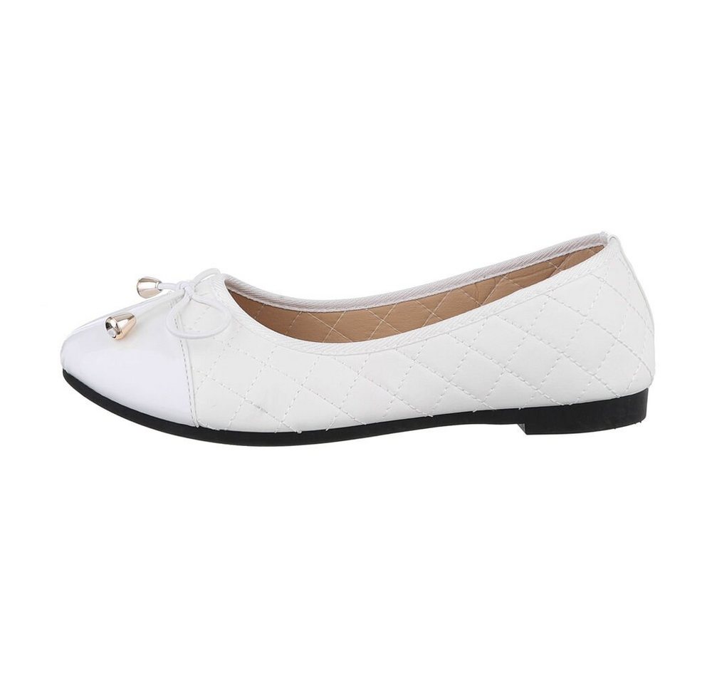 Ital-Design Damen Freizeit Ballerina (85894045) Blockabsatz Klassische Ballerinas in Weiß