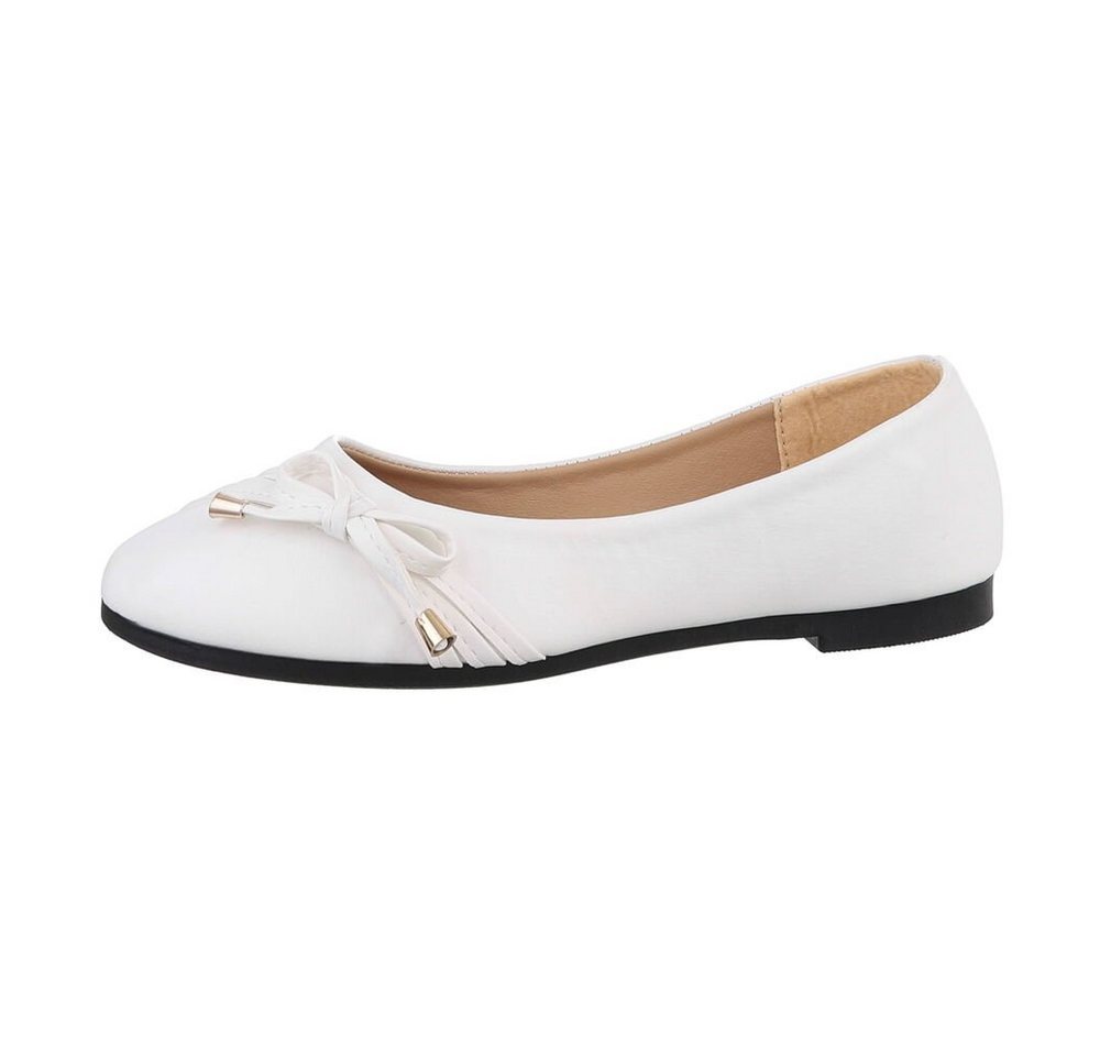 Ital-Design Damen Freizeit Ballerina (85894103) Blockabsatz Klassische Ballerinas in Weiß