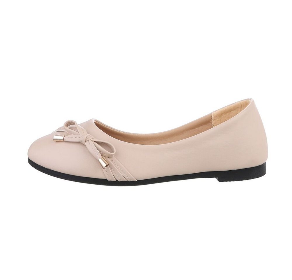 Ital-Design Damen Freizeit Ballerina (85894127) Blockabsatz Klassische Ballerinas in Beige