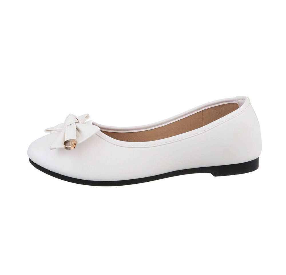 Ital-Design Damen Freizeit Ballerina (85894166) Blockabsatz Klassische Ballerinas in Weiß