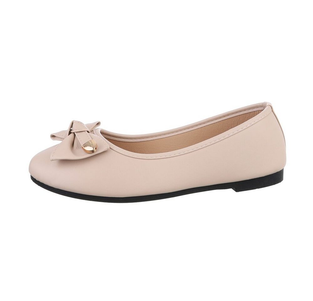 Ital-Design Damen Freizeit Ballerina (85894188) Blockabsatz Klassische Ballerinas in Beige