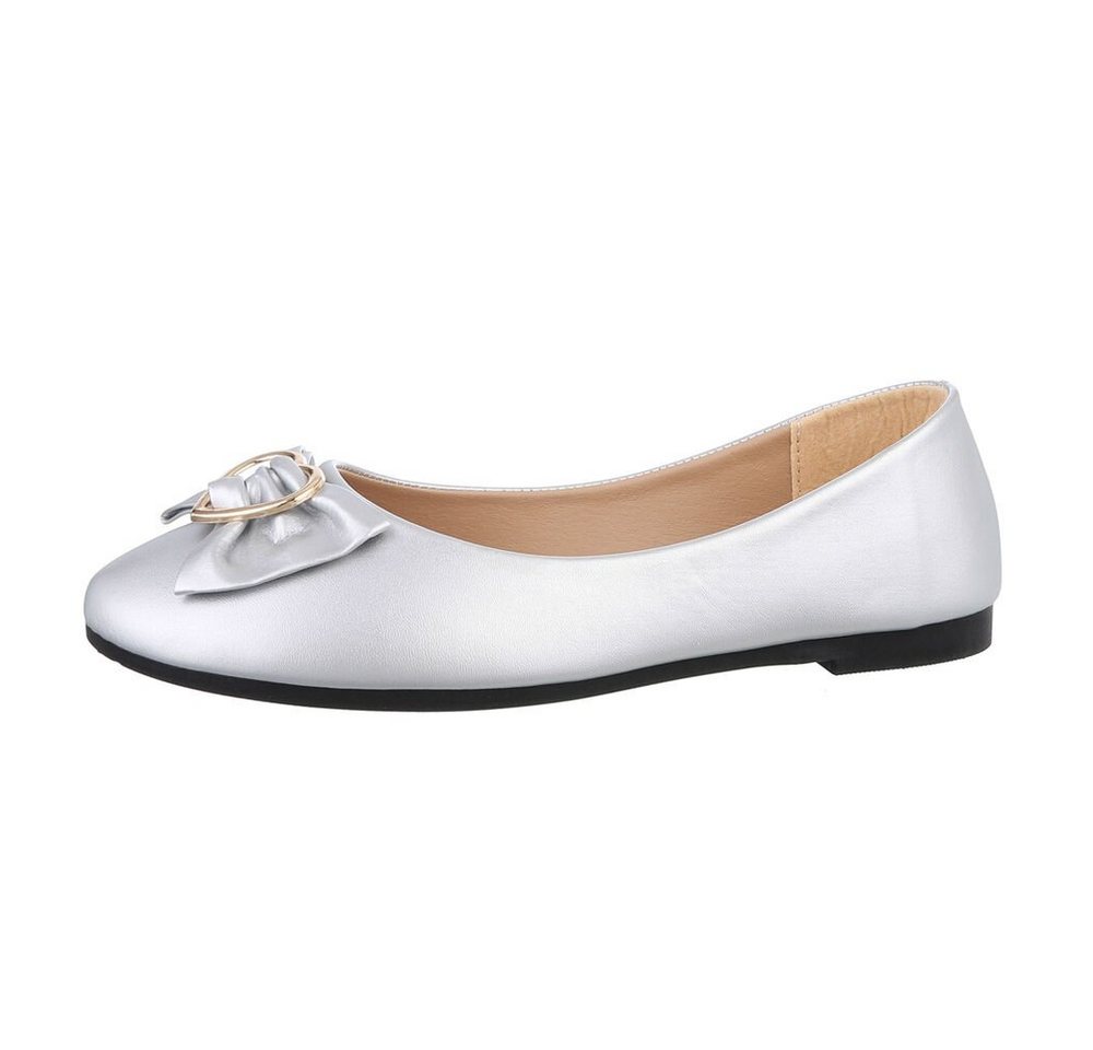 Ital-Design Damen Freizeit Ballerina (85894196) Blockabsatz Klassische Ballerinas in Silber