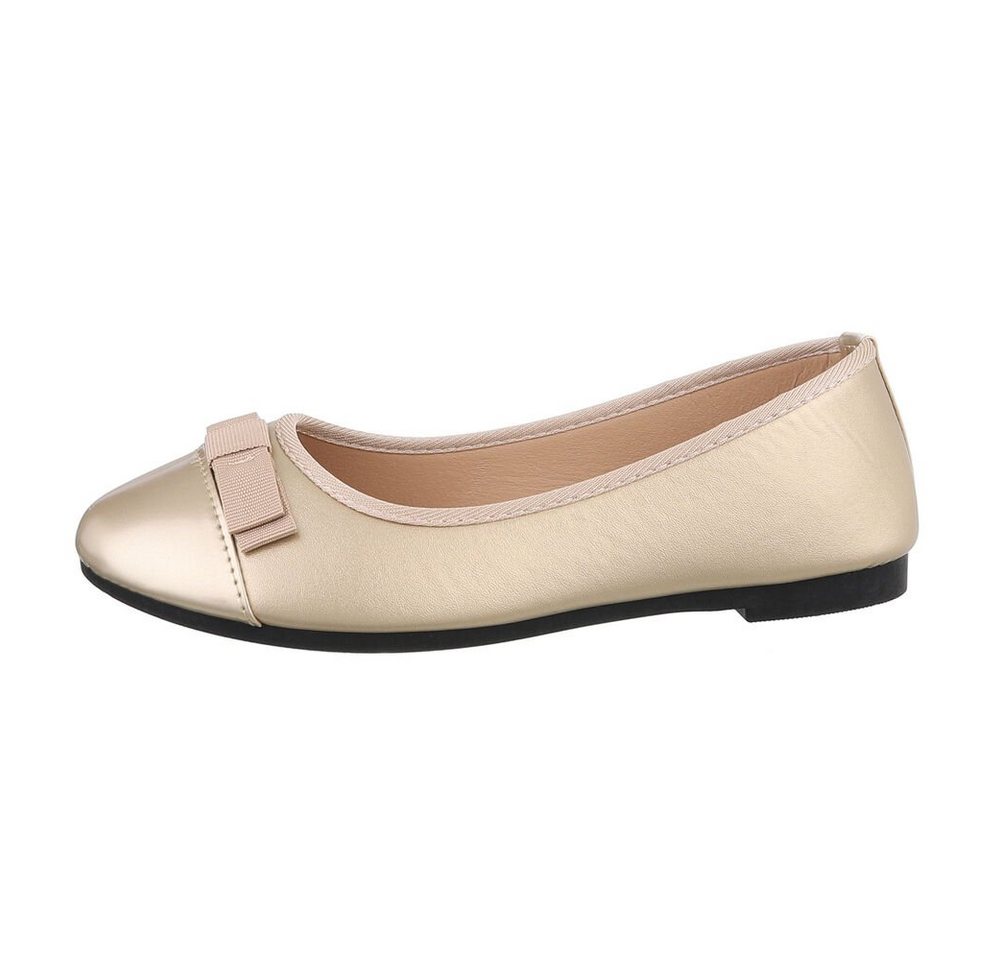 Ital-Design Damen Freizeit Ballerina (85894244) Blockabsatz Klassische Ballerinas in Gold