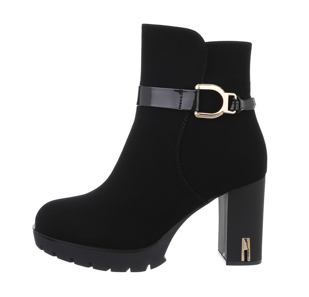 Ital-Design Damen Freizeit High-Heel-Stiefelette (84556966) Blockabsatz High-Heel Stiefeletten in Schwarz