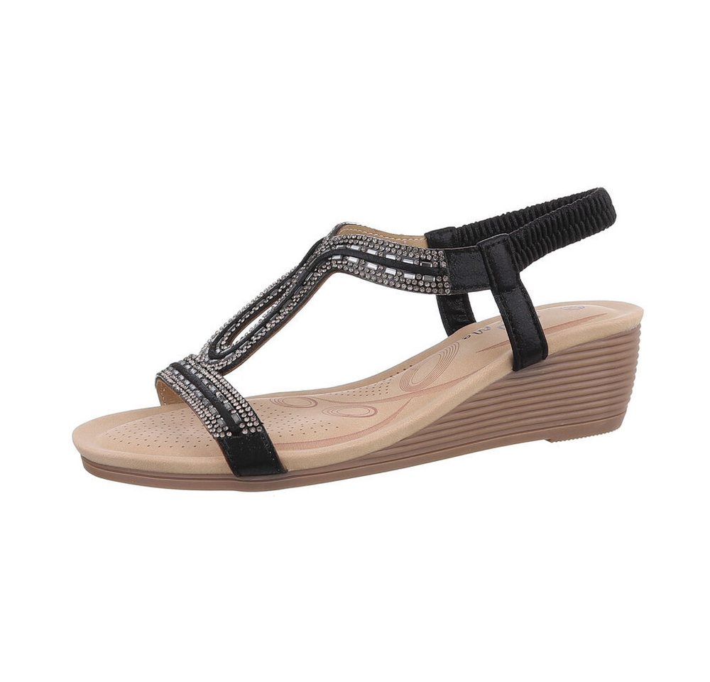 Ital-Design Damen Freizeit Keilsandalette (86016670) Keilabsatz/Wedge Keilsandaletten in Schwarz