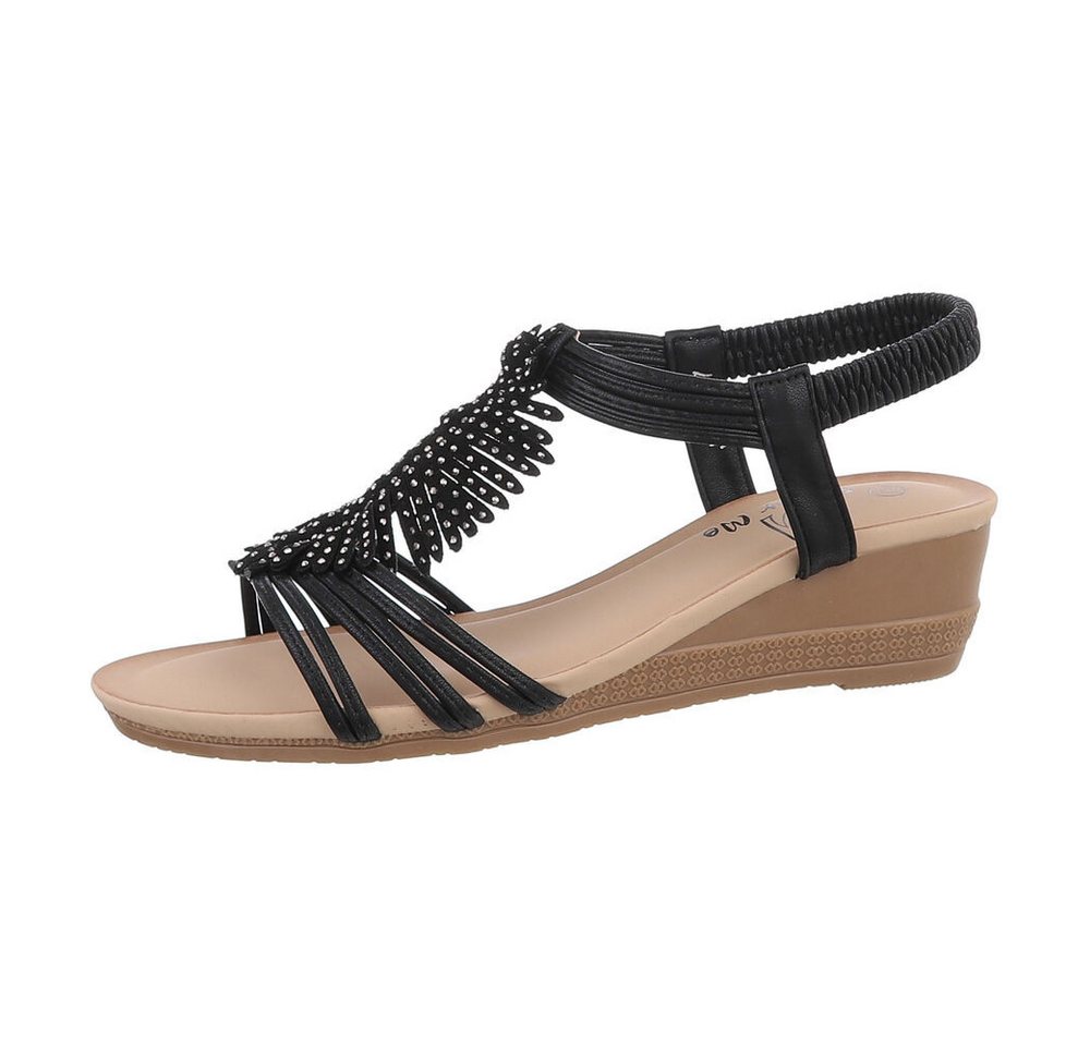 Ital-Design Damen Freizeit Keilsandalette (86016678) Keilabsatz/Wedge Keilsandaletten in Schwarz