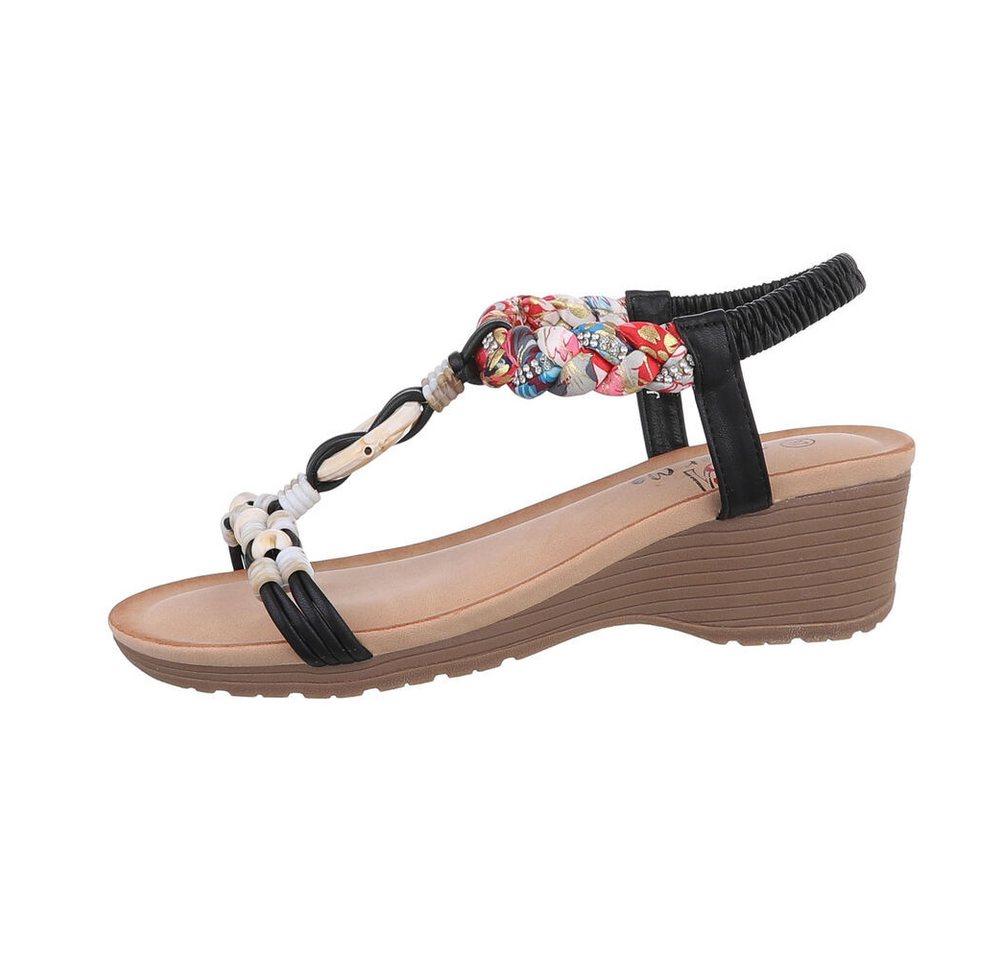 Ital-Design Damen Freizeit Keilsandalette (86016713) Keilabsatz/Wedge Keilsandaletten in Schwarz