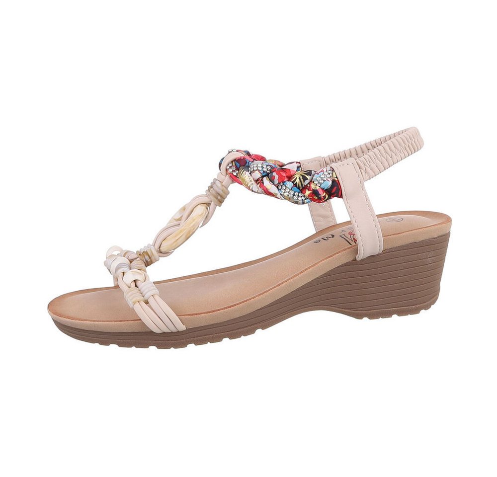 Ital-Design Damen Freizeit Keilsandalette (86016714) Keilabsatz/Wedge Keilsandaletten in Beige