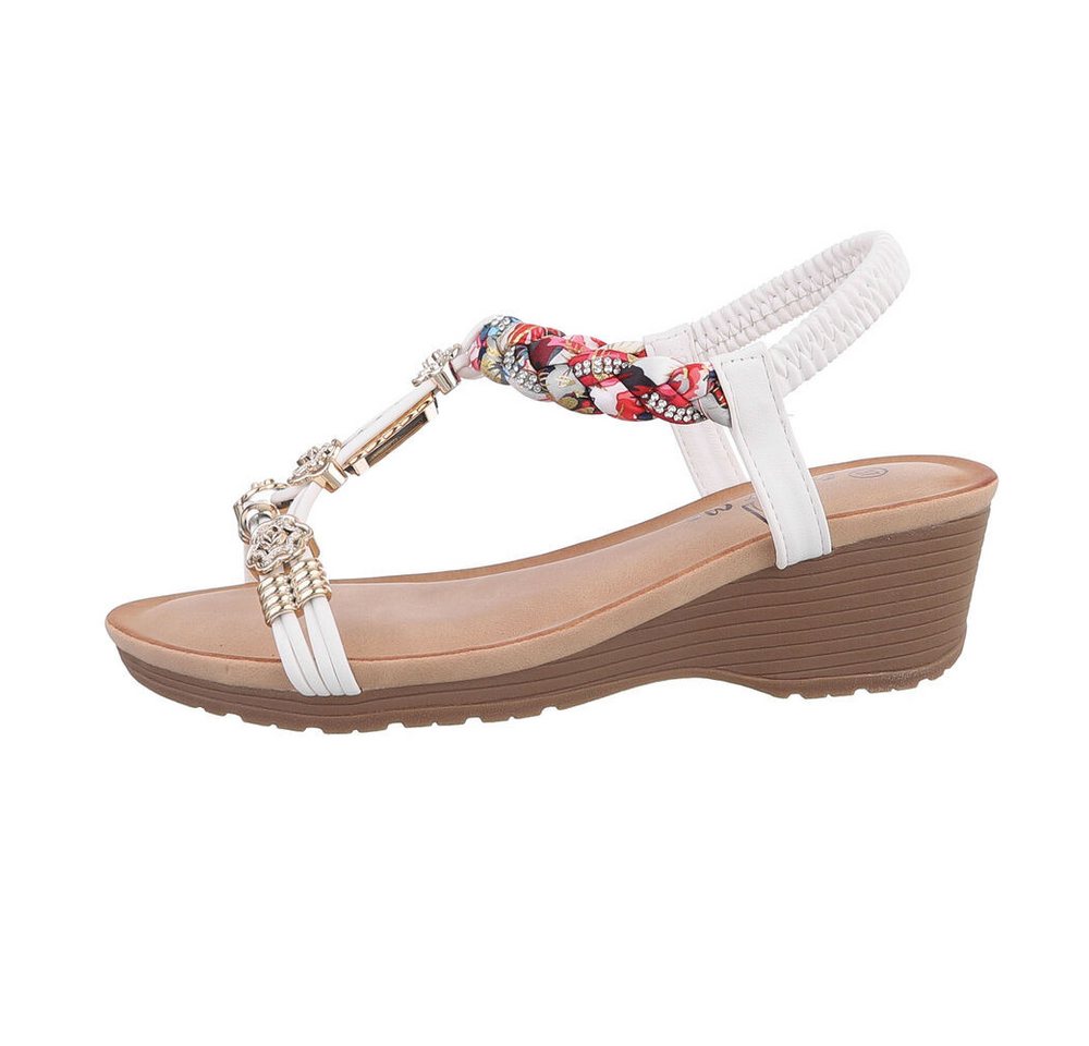 Ital-Design Damen Freizeit Keilsandalette (86016724) Keilabsatz/Wedge Keilsandaletten in Weiß