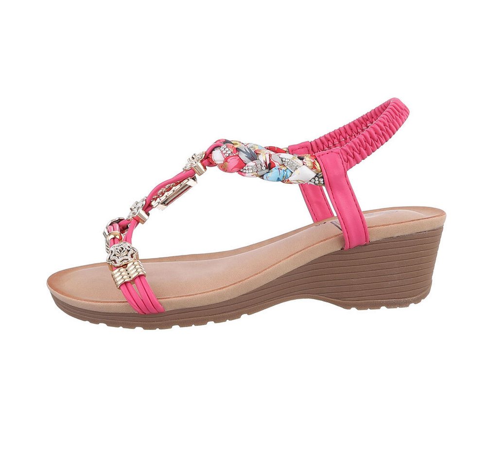 Ital-Design Damen Freizeit Keilsandalette (86016728) Keilabsatz/Wedge Keilsandaletten in Pink
