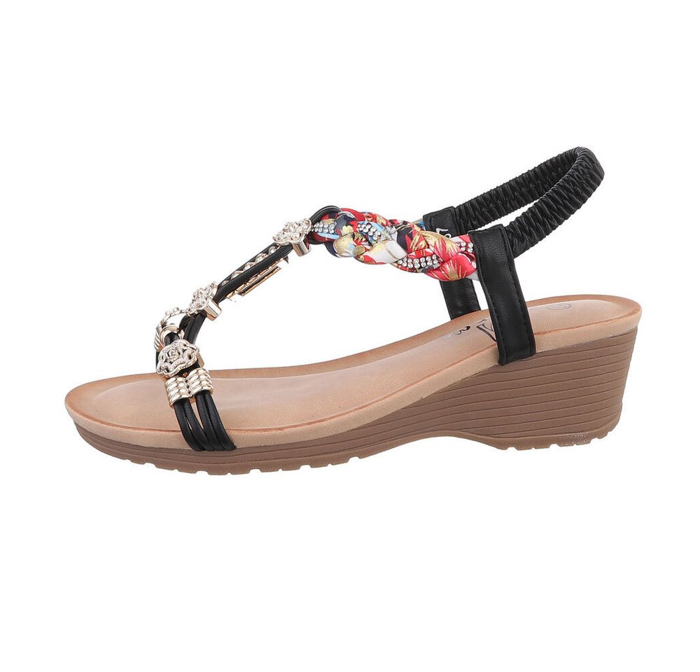 Ital-Design Damen Freizeit Keilsandalette (86016734) Keilabsatz/Wedge Keilsandaletten in Schwarz