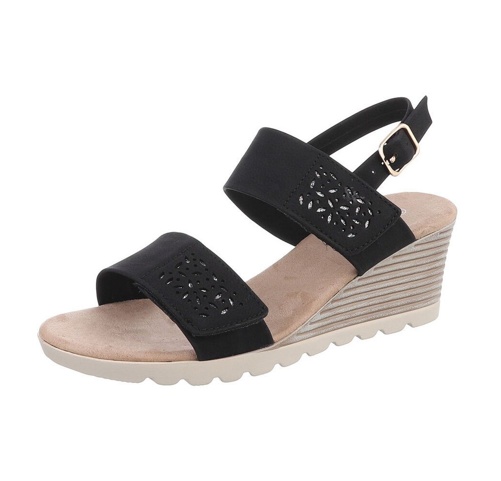 Ital-Design Damen Freizeit Keilsandalette (86706866) Keilabsatz/Wedge Keilsandaletten in Schwarz