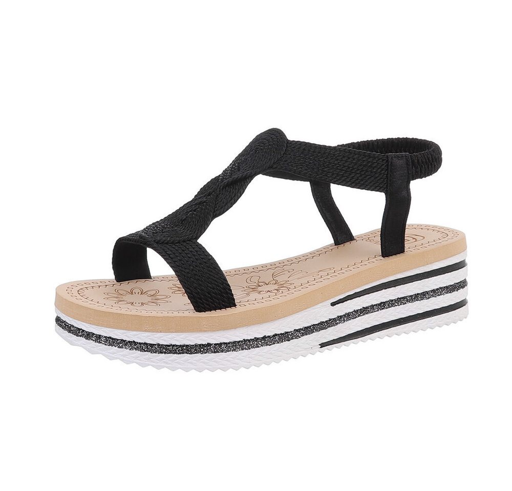 Ital-Design Damen Freizeit Plateausandaletten (86526971) Keilabsatz/Wedge Keilsandaletten in Schwarz