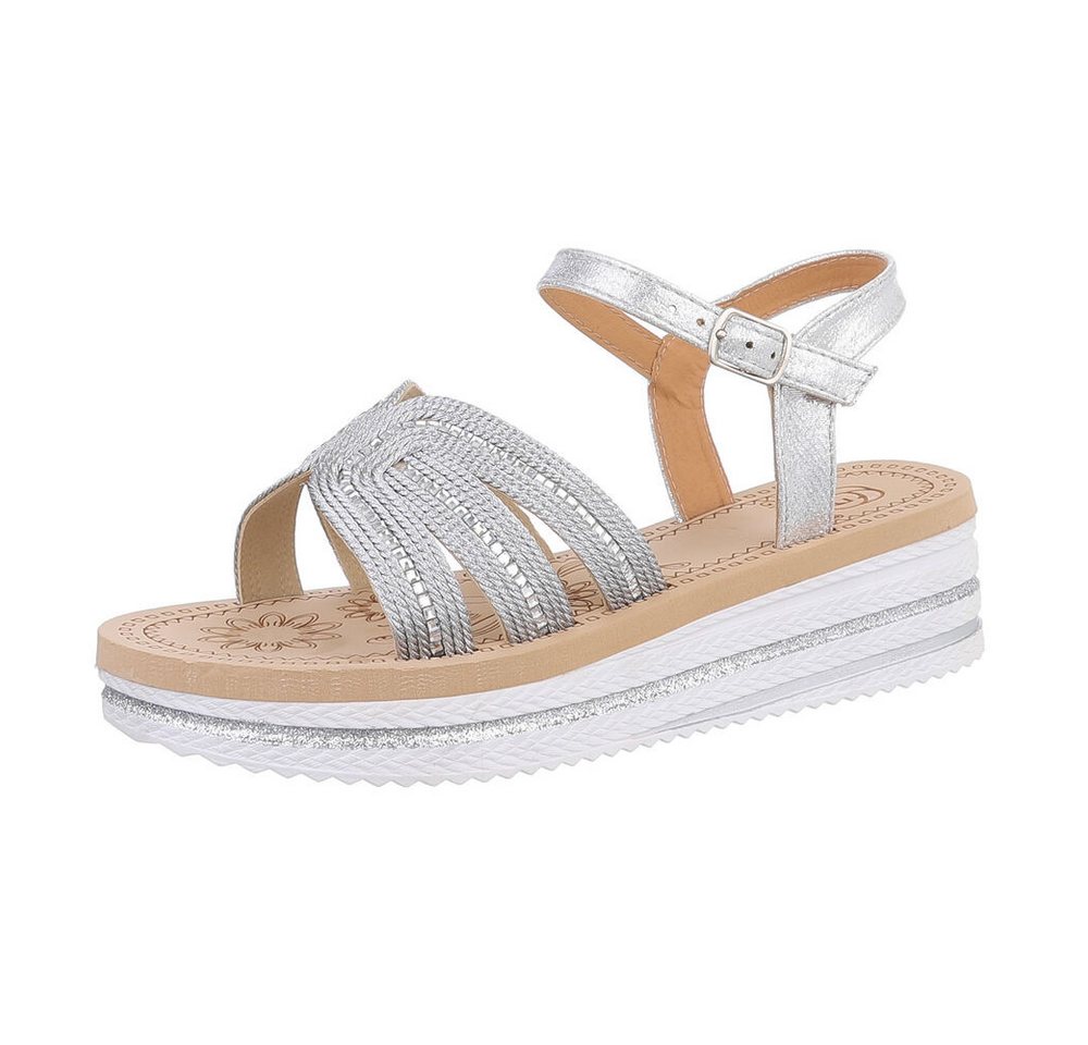 Ital-Design Damen Freizeit Plateausandaletten (86526978) Keilabsatz/Wedge Keilsandaletten in Silber