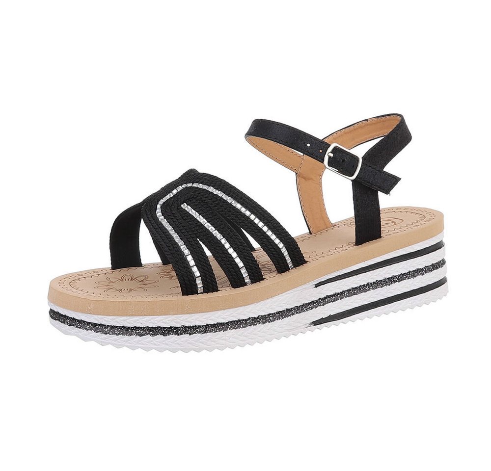 Ital-Design Damen Freizeit Plateausandaletten (86526986) Keilabsatz/Wedge Keilsandaletten in Schwarz