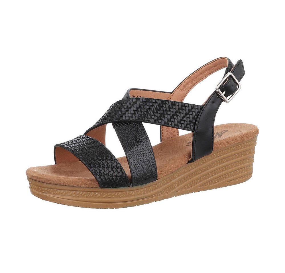 Ital-Design Damen Freizeit Plateausandaletten (86527346) Keilabsatz/Wedge Keilsandaletten in Schwarz
