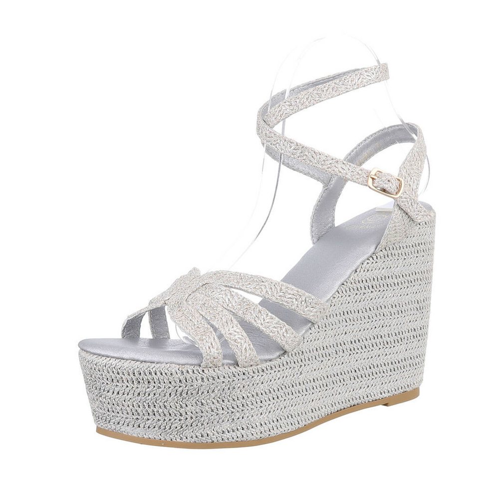 Ital-Design Damen Freizeit Plateausandaletten (86706456) Keilabsatz/Wedge Keilsandaletten in Silber