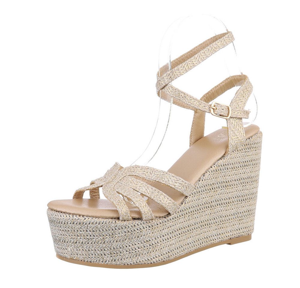Ital-Design Damen Freizeit Plateausandaletten (86706465) Keilabsatz/Wedge Keilsandaletten in Gold