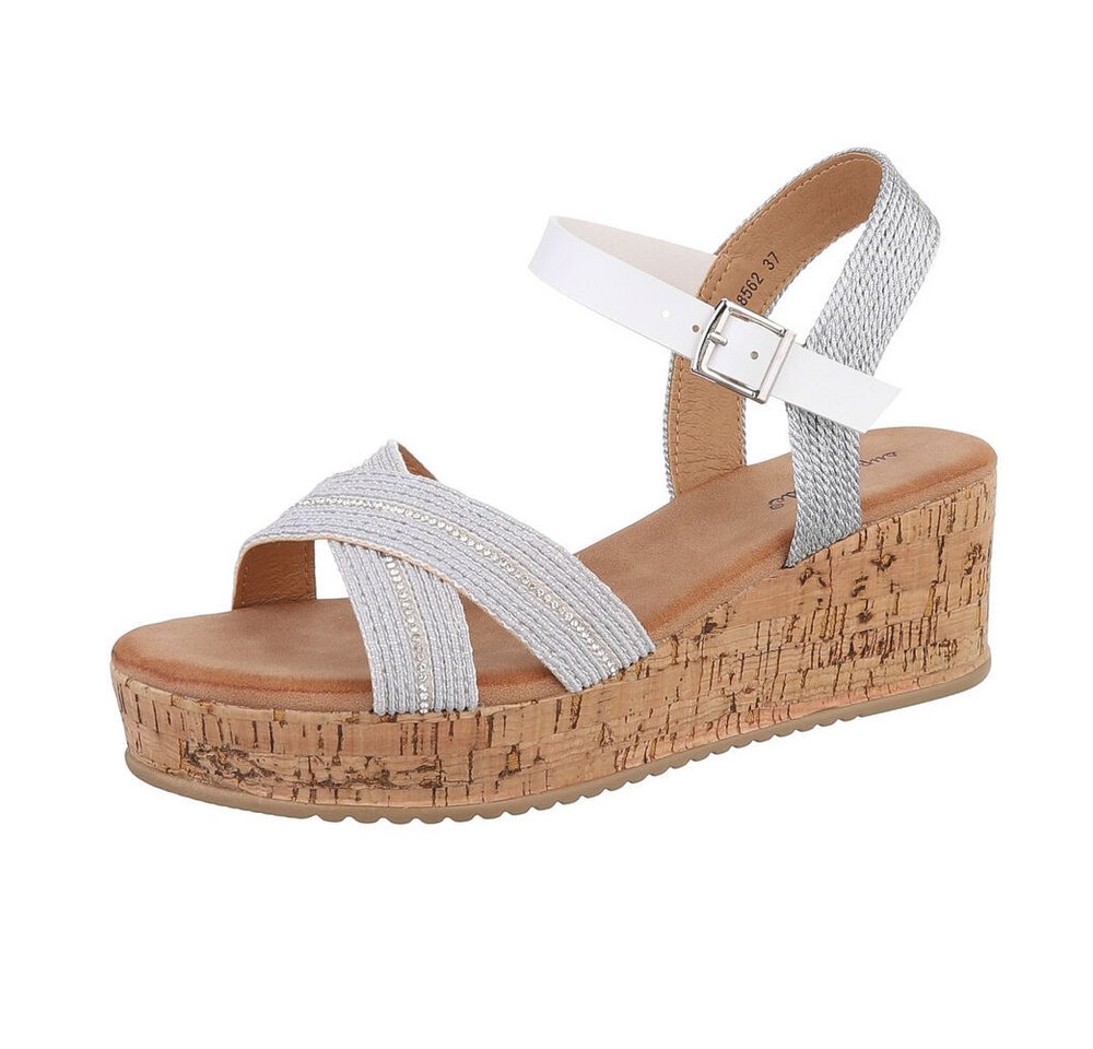 Ital-Design Damen Freizeit Plateausandaletten (86706668) Keilabsatz/Wedge Keilsandaletten in Silber