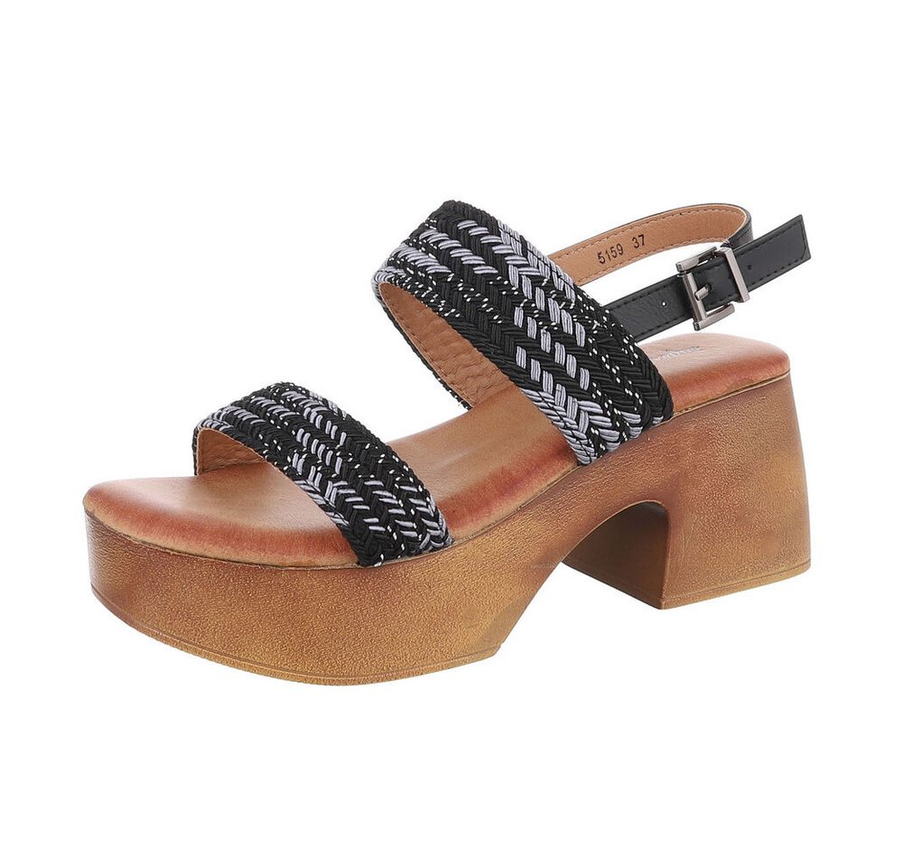 Ital-Design Damen Freizeit Plateausandaletten (86706785) Blockabsatz Sandalen & Sandaletten in Schwarz