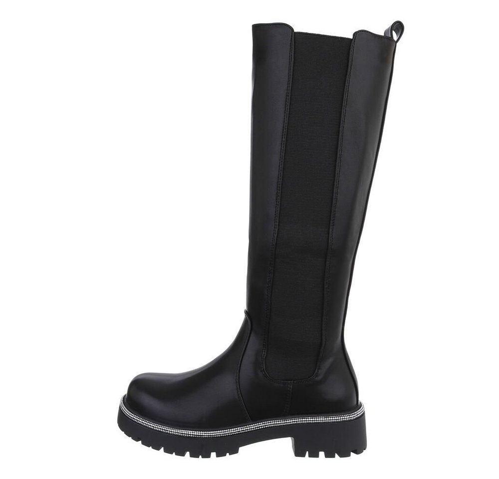 Ital-Design Damen Freizeit Plateaustiefel (84989797) Blockabsatz Plateaustiefel in Schwarz