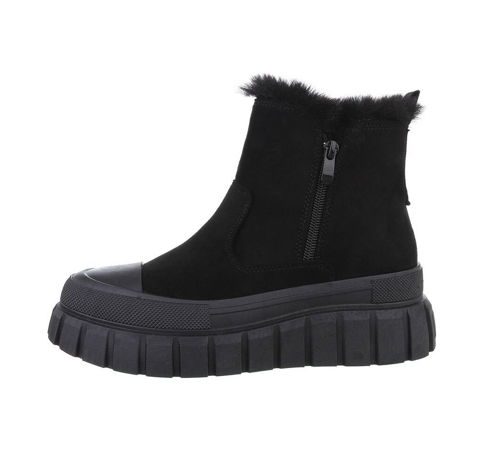 Ital-Design Damen Freizeit Plateaustiefelette (84160620) Flach Plateaustiefeletten in Schwarz