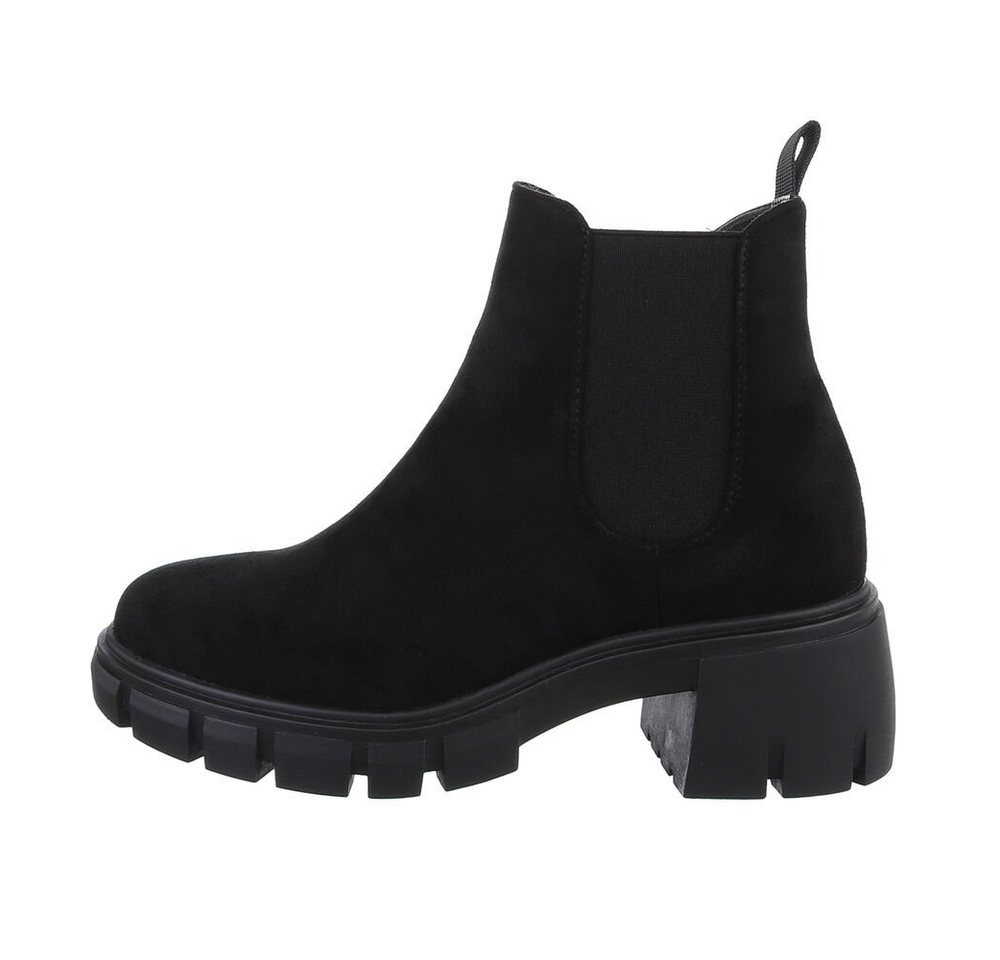 Ital-Design Damen Freizeit Plateaustiefelette (84556867) Blockabsatz Plateaustiefeletten in Schwarz