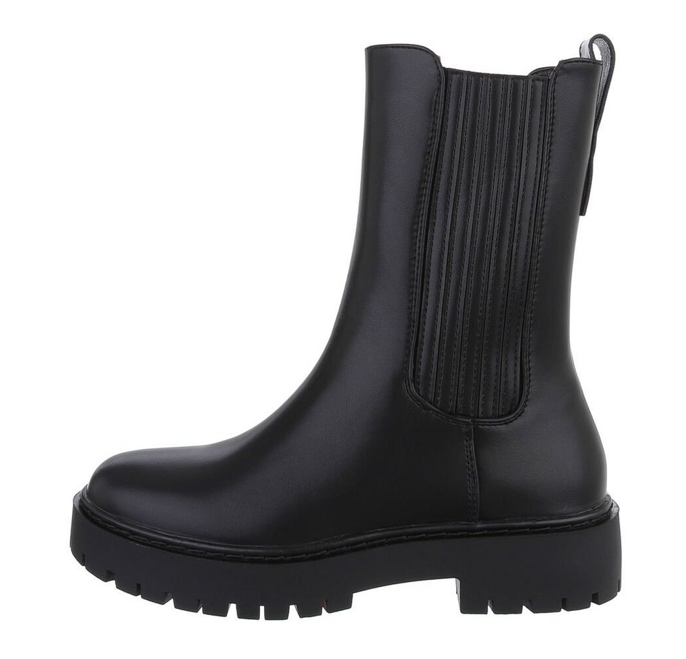 Ital-Design Damen Freizeit Plateaustiefelette (84989616) Blockabsatz Plateaustiefeletten in Schwarz