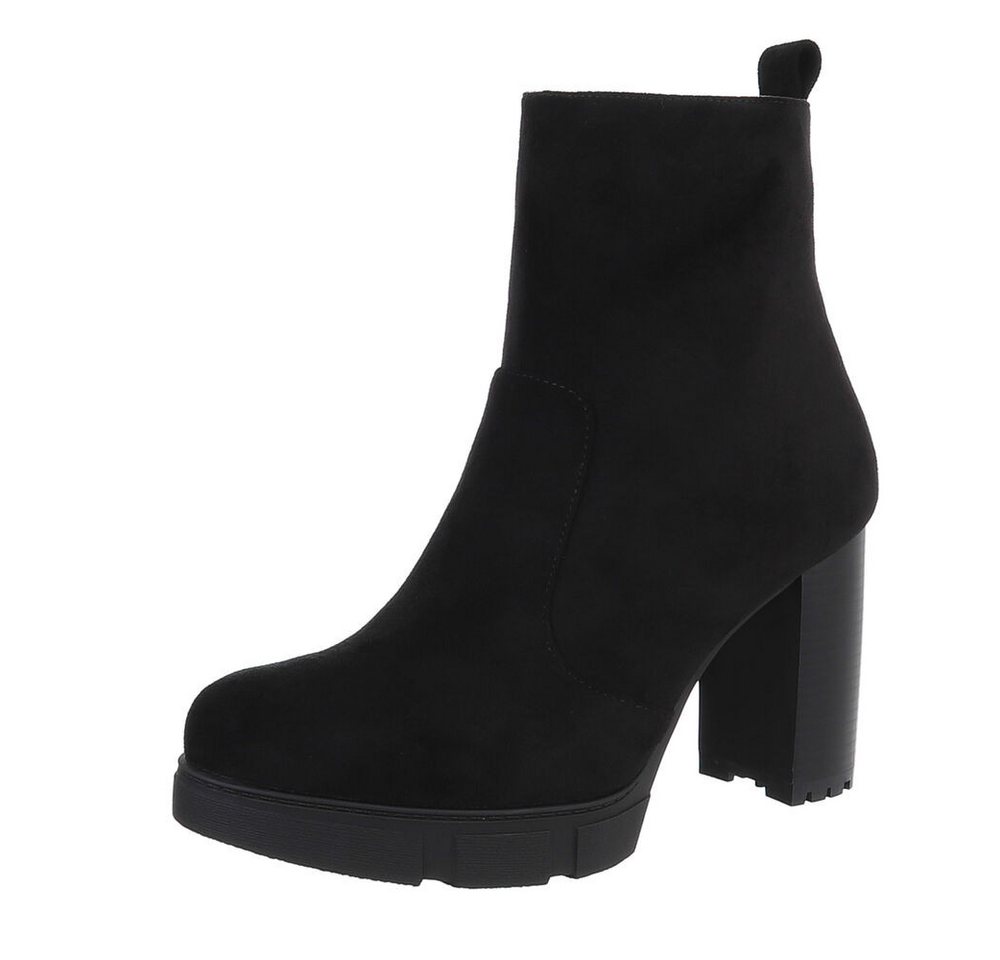 Ital-Design Damen Freizeit Plateaustiefelette (87108746) Blockabsatz High-Heel Stiefeletten in Schwarz