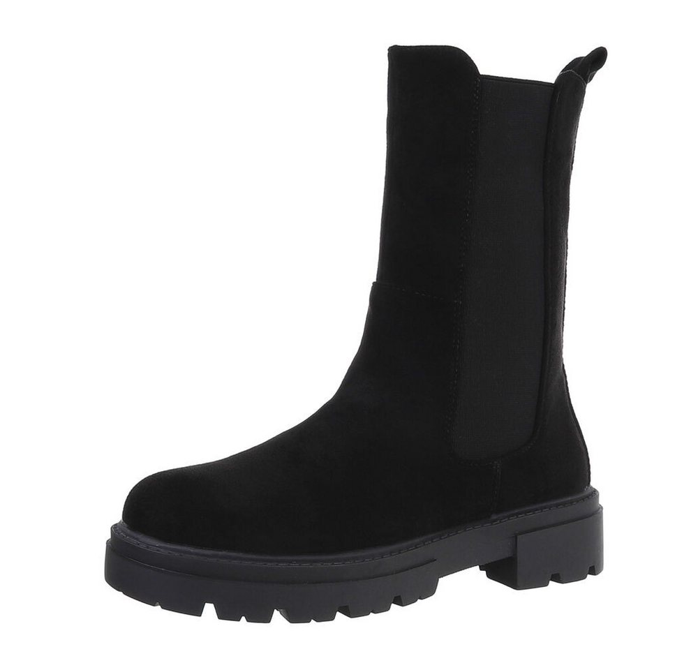 Ital-Design Damen Freizeit Plateaustiefelette (87417759) Blockabsatz Stiefeletten in Schwarz