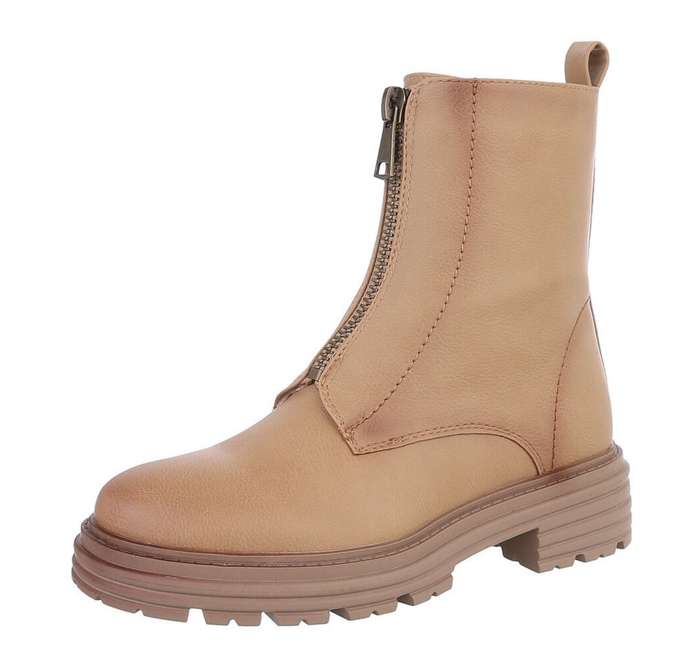 Ital-Design Damen Freizeit Plateaustiefelette (87531869) Blockabsatz Stiefeletten in Hellbraun